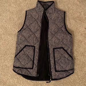 J-Crew Tweed Pattern quilted down vest XS